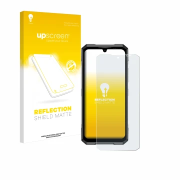 Face avant d’un emballage produit avec le logo de la marque upscreen. À côté, l’appareil Doogee Blade GT est représenté avec l