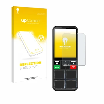 Face avant d’un emballage produit avec le logo de la marque upscreen. À côté, l’appareil Geemarc CL8000 est représenté avec la