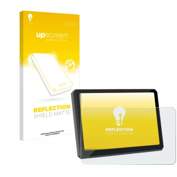 Face avant d’un emballage produit avec le logo de la marque upscreen. À côté, l’appareil Carpuride W702BS 7