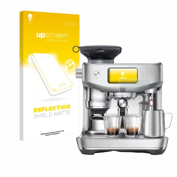 Face avant d’un emballage produit avec le logo de la marque upscreen. À côté, l’appareil Sage the Oracle Jet est représenté av