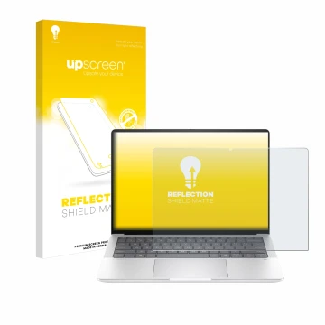 Face avant d’un emballage produit avec le logo de la marque upscreen. À côté, l’appareil HP EliteBook X G1a 14