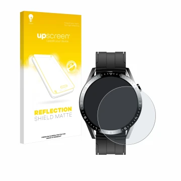 Face avant d’un emballage produit avec le logo de la marque upscreen. À côté, l’appareil Tracer Smartwatch SM9 est représenté 