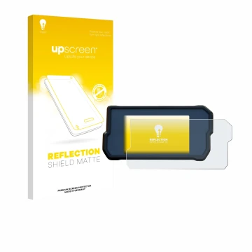 Face avant d’un emballage produit avec le logo de la marque upscreen. À côté, l’appareil KTM 390 / 890 Adventure 2020+ est rep