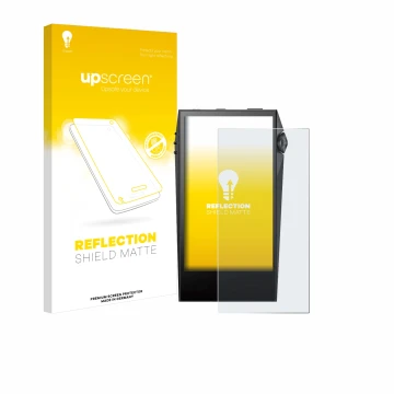 Face avant d’un emballage produit avec le logo de la marque upscreen. À côté, l’appareil Astell&Kern SP3000M est représenté av