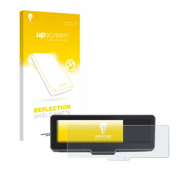 Face avant d’un emballage produit avec le logo de la marque upscreen. À côté, l’appareil KTM 990 Duke R 2025 est représenté av