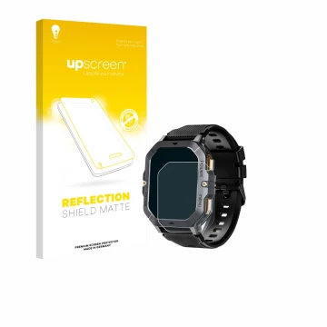 Face avant d’un emballage produit avec le logo de la marque upscreen. À côté, l’appareil Oukitel BT101 2.02