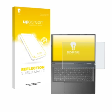 Face avant d’un emballage produit avec le logo de la marque upscreen. À côté, l’appareil Acer Aspire 14 AI est représenté avec