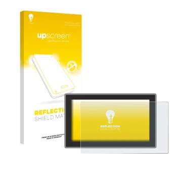 Face avant d’un emballage produit avec le logo de la marque upscreen. À côté, l’appareil Ford Tourneo Curier (2024) est représ
