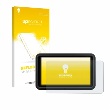 Face avant d’un emballage produit avec le logo de la marque upscreen. À côté, l’appareil Atomos Shinobi Go est représenté avec