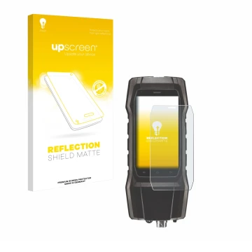 Face avant d’un emballage produit avec le logo de la marque upscreen. À côté, l’appareil Testo 300 est représenté avec la prot