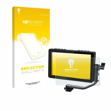 Face avant d’un emballage produit avec le logo de la marque upscreen. À côté, l’appareil Feelworld F5 PROX 5,5