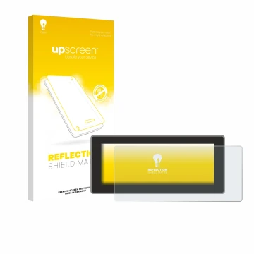 Face avant d’un emballage produit avec le logo de la marque upscreen. À côté, l’appareil Hyundai Inster Xclass (2025) est repr