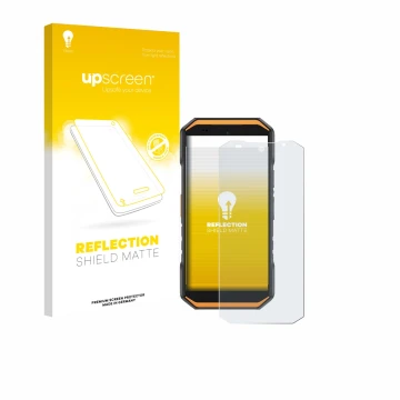 Face avant d’un emballage produit avec le logo de la marque upscreen. À côté, l’appareil Ulefone Armor X32 est représenté avec