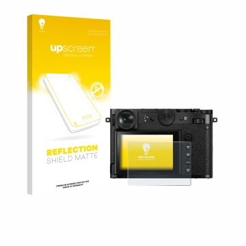 Face avant d’un emballage produit avec le logo de la marque upscreen. À côté, l’appareil Fujifilm GFX 100RF est représenté ave