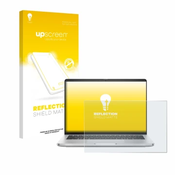 Face avant d’un emballage produit avec le logo de la marque upscreen. À côté, l’appareil Dell Pro 14 Plus PB14250 est représen