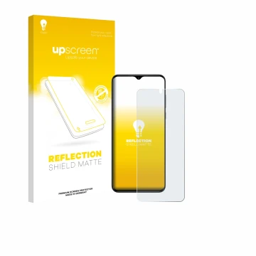 Face avant d’un emballage produit avec le logo de la marque upscreen. À côté, l’appareil ZTE Nubia Neo est représenté avec la 