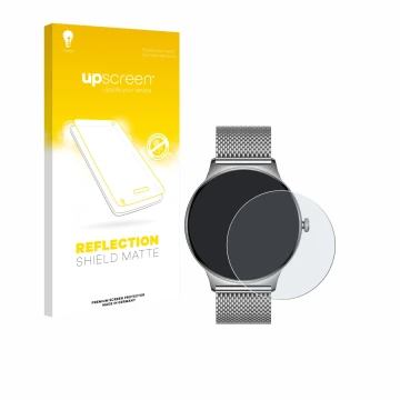 Face avant d’un emballage produit avec le logo de la marque upscreen. À côté, l’appareil Pireware Slim Smartwatch est représen
