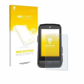 Face avant d’un emballage produit avec le logo de la marque upscreen. À côté, l’appareil Wahoo Elemnt Bolt 3 est représenté av