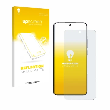 Face avant d’un emballage produit avec le logo de la marque upscreen. À côté, l’appareil Oppo Reno 14 Pro est représenté avec 