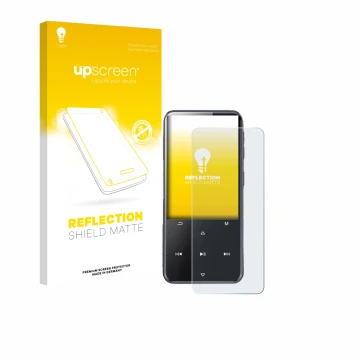 Face avant d’un emballage produit avec le logo de la marque upscreen. À côté, l’appareil AGPtek M3 est représenté avec la prot