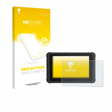 Face avant d’un emballage produit avec le logo de la marque upscreen. À côté, l’appareil Webfleet PRO 8475 est représenté avec