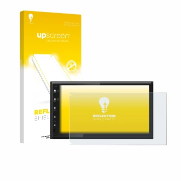 Face avant d’un emballage produit avec le logo de la marque upscreen. À côté, l’appareil Kenwood DMX6523DABS est représenté av