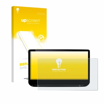 Face avant d’un emballage produit avec le logo de la marque upscreen. À côté, l’appareil Skoda Octavia Combi Selection 13