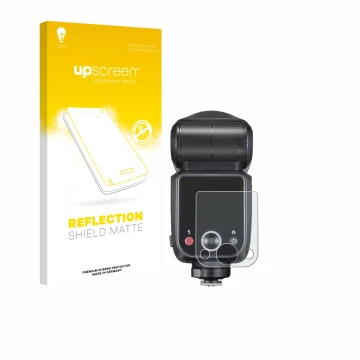 Face avant d’un emballage produit avec le logo de la marque upscreen. À côté, l’appareil Godox V100 est représenté avec la pro