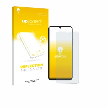 Face avant d’un emballage produit avec le logo de la marque upscreen. À côté, l’appareil Blackview Shark 6 5G est représenté a