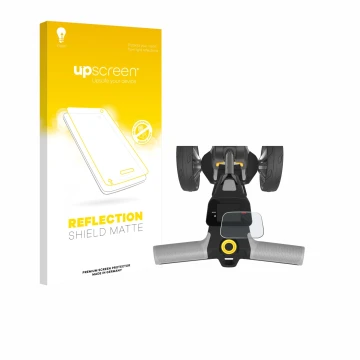 Face avant d’un emballage produit avec le logo de la marque upscreen. À côté, l’appareil PowaKaddy CT6 2025 est représenté ave