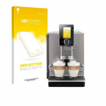 Face avant d’un emballage produit avec le logo de la marque upscreen. À côté, l’appareil Nivona NICR 930 CafeRomatica est repr