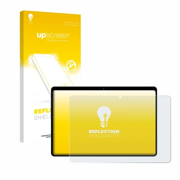 Face avant d’un emballage produit avec le logo de la marque upscreen. À côté, l’appareil fezawio F10 10.1