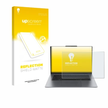 Face avant d’un emballage produit avec le logo de la marque upscreen. À côté, l’appareil Lenovo ThinkPad X9 15 G1 est représen