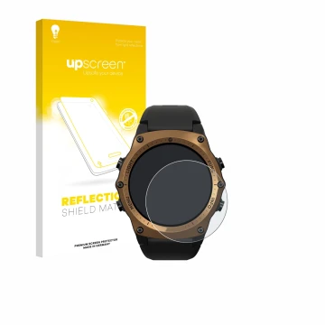 Face avant d’un emballage produit avec le logo de la marque upscreen. À côté, l’appareil Shearwater Teric dive computer est re