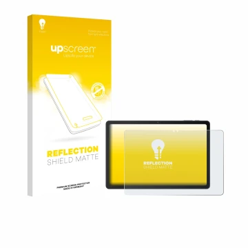 Face avant d’un emballage produit avec le logo de la marque upscreen. À côté, l’appareil VALE Tablet V11E LTE est représenté a