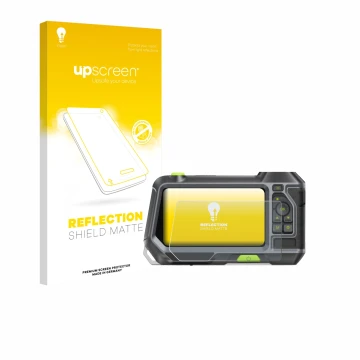 Face avant d’un emballage produit avec le logo de la marque upscreen. À côté, l’appareil Teslong NTS500 est représenté avec la