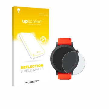 Face avant d’un emballage produit avec le logo de la marque upscreen. À côté, l’appareil Nothing CMF Watch 3 Pro est représent