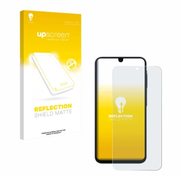 Face avant d’un emballage produit avec le logo de la marque upscreen. À côté, l’appareil Samsung Galaxy A17 4G est représenté 