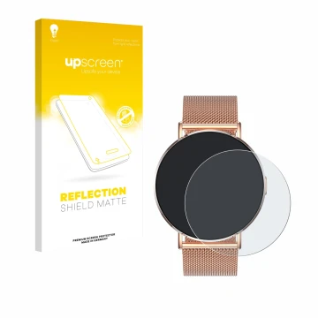 Face avant d’un emballage produit avec le logo de la marque upscreen. À côté, l’appareil Levowatch Eve 1.3