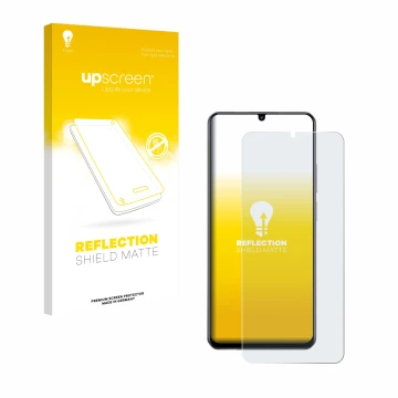 Face avant d’un emballage produit avec le logo de la marque upscreen. À côté, l’appareil realme Note 70T est représenté avec l