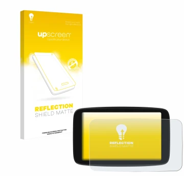 Face avant d’un emballage produit avec le logo de la marque upscreen. À côté, l’appareil TomTom Go Navigator 7 (2ème génératio