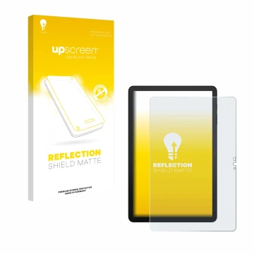 Face avant d’un emballage produit avec le logo de la marque upscreen. À côté, l’appareil Telekom T Tablet 2 est représenté ave