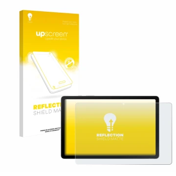 Face avant d’un emballage produit avec le logo de la marque upscreen. À côté, l’appareil Samsung Galaxy Tab S10 Lite est repré