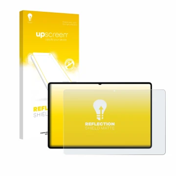Face avant d’un emballage produit avec le logo de la marque upscreen. À côté, l’appareil Samsung Galaxy Tab S11 Ultra est repr