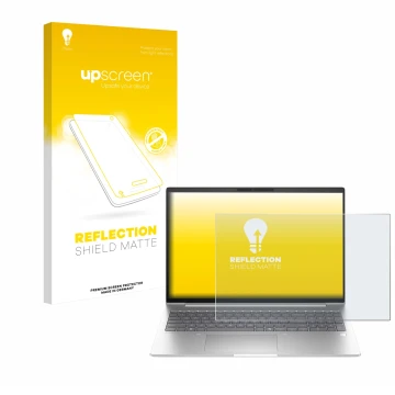 Face avant d’un emballage produit avec le logo de la marque upscreen. À côté, l’appareil HP EliteBook 6 G1i 14 est représenté 