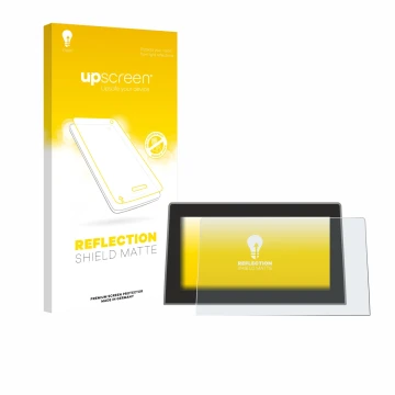 Face avant d’un emballage produit avec le logo de la marque upscreen. À côté, l’appareil Jeep Compass BJ 2021-2024 (Uconnect 1