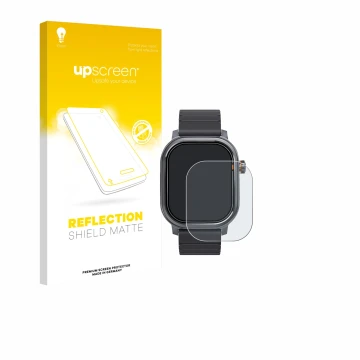 Face avant d’un emballage produit avec le logo de la marque upscreen. À côté, l’appareil Kospet Pulse est représenté avec la p