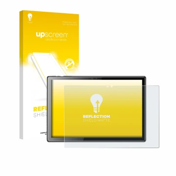 Face avant d’un emballage produit avec le logo de la marque upscreen. À côté, l’appareil Tibuta A10 10.1