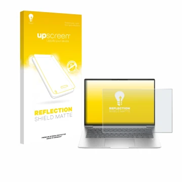 Face avant d’un emballage produit avec le logo de la marque upscreen. À côté, l’appareil HP EliteBook 655 G11 est représenté a