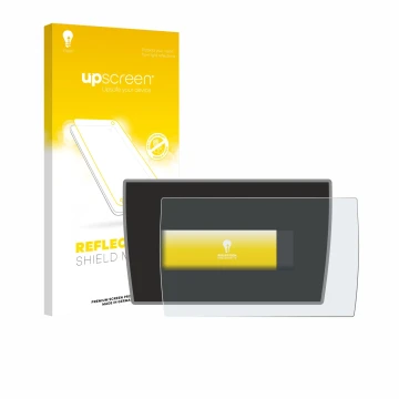 Face avant d’un emballage produit avec le logo de la marque upscreen. À côté, l’appareil BMW i3 2019 est représenté avec la pr